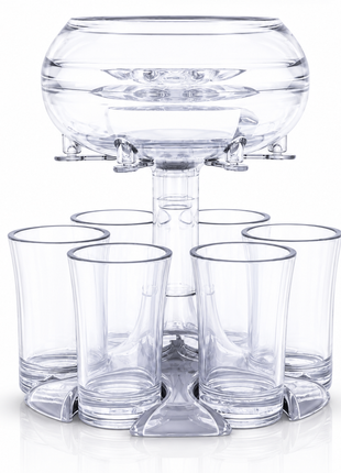 6-Shot Drink Dispenser with 6 Shot Glasses, PMMA Party Beverage Dispenser, 45 mL Glasses