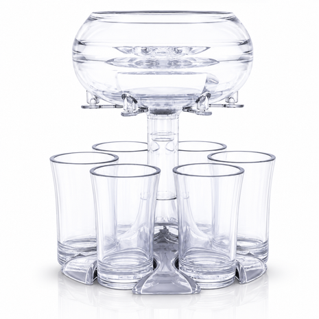 6-Shot Drink Dispenser with 6 Shot Glasses, PMMA Party Beverage Dispenser, 45 mL Glasses