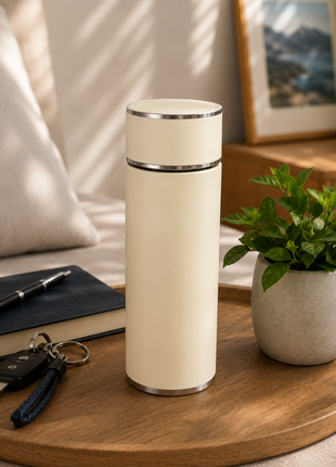316 Stainless Steel Vacuum Thermal Mug with Insulated Lid and Portable Travel Design-Cream