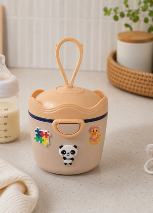 Portable Baby Formula Powder Container with Carry Hook, Spoon, Leveler, Travel Storage- Beige