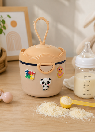 Portable Baby Formula Powder Container with Carry Hook, Spoon, Leveler, Travel Storage- Beige