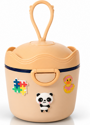 Portable Baby Formula Powder Container with Carry Hook, Spoon, Leveler, Travel Storage- Beige