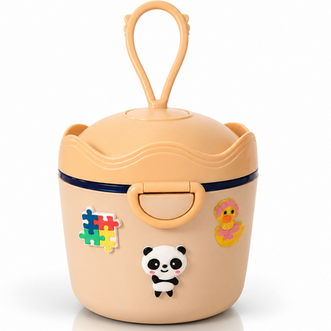 Portable Baby Formula Powder Container with Carry Hook, Spoon, Leveler, Travel Storage- Beige