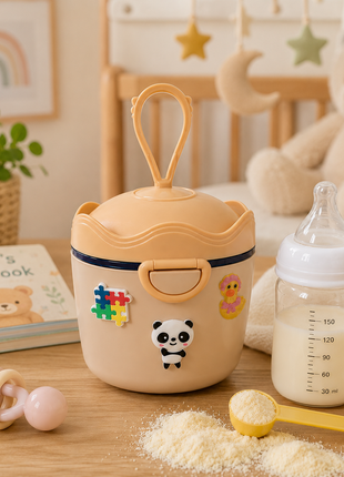 Portable Baby Formula Powder Container with Carry Hook, Spoon, Leveler, Travel Storage- Beige