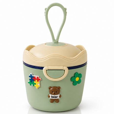 Portable Baby Formula Powder Container with Carry Hook, Spoon, Leveler, Travel Storage- Green