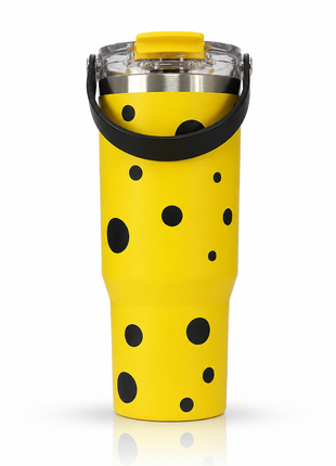 Insulated Tumbler Cup with Handle Lid, Yellow