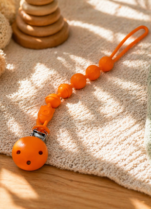 Silicone Pacifier Clip with Wooden Clip,Lightweight Baby Holder for Pacifiers & Teething Toys