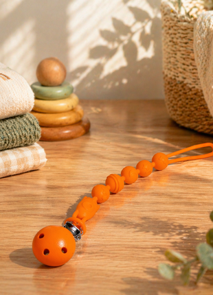 Silicone Pacifier Clip with Wooden Clip,Lightweight Baby Holder for Pacifiers & Teething Toys