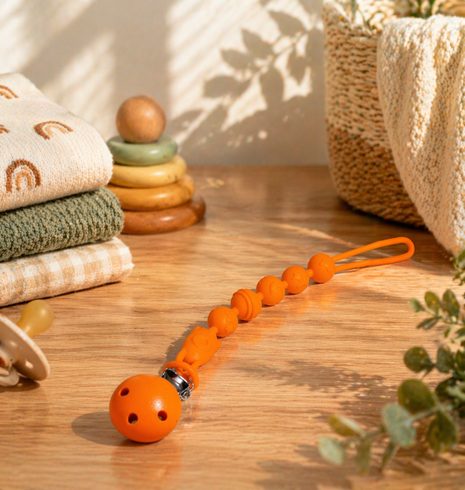 Silicone Pacifier Clip with Wooden Clip,Lightweight Baby Holder for Pacifiers & Teething Toys