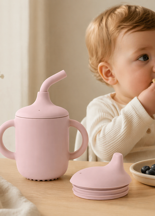 Baby Training Cup 180ml Silicone with Straw and Handles – Non-Spill Sippy Cup for Toddlers – BPA-Free