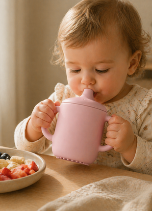 Baby Training Cup 180ml Silicone with Straw and Handles – Non-Spill Sippy Cup for Toddlers – BPA-Free