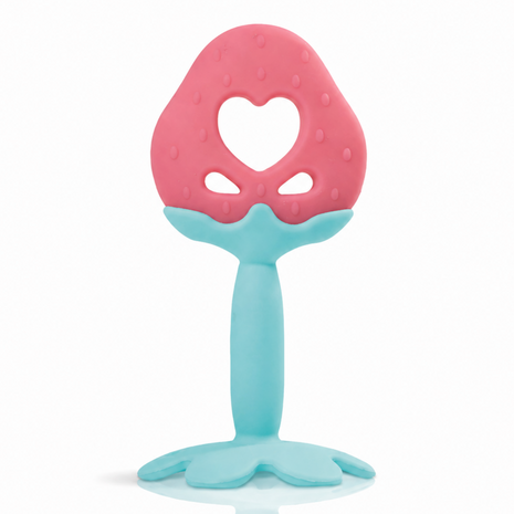 Fruit-Shaped Silicone Baby Teether for 3–12 Months – BPA-Free Soft Gum Toy Strawberry