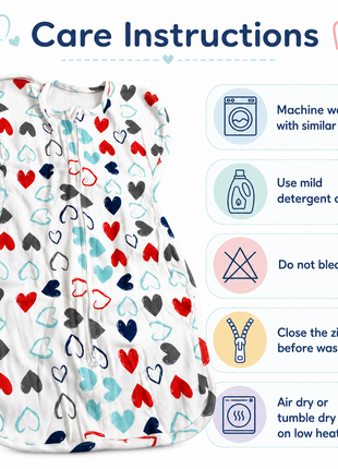Baby Swaddle Sleep Sack with Twin Zip Closure, Functional Newborn Wrap Blanket, Bunny Rainbow Print