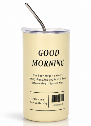 Thermal Insulated Coffee Cup 600ml – 304 Stainless Steel Inner – Vacuum Seal Lid – Reusable Metal Straw