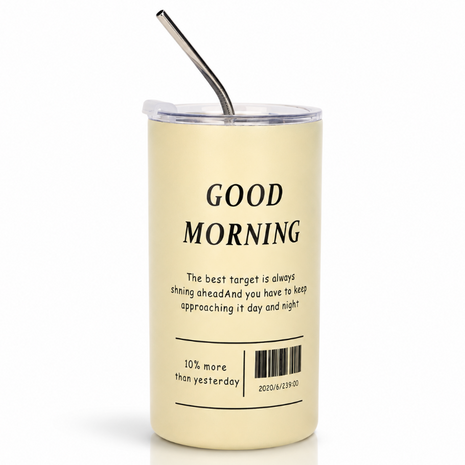 Thermal Insulated Coffee Cup 600ml – 304 Stainless Steel Inner – Vacuum Seal Lid – Reusable Metal Straw