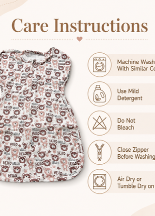 Baby Swaddle Sleep Sack with Twin Zip Closure, Functional Newborn Wrap Blanket, bear hello Print