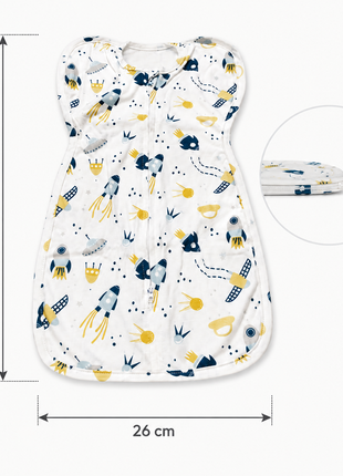 Baby Swaddle Sleep Sack with Twin Zip Closure, Functional Newborn Wrap Blanket, space/rocket Print