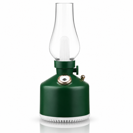 Ultrasonic Air Humidifier with Night Lamp, Aromatherapy, 280 ml Tank, USB-C Rechargeable 1200 mAh Battery, 2 Mist Modes, Portable White Retro Oil Lamp