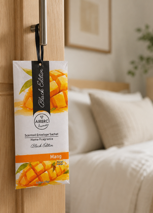 Black Edition mango Scented Envelope Sachet 15 g (0.53 oz) Home & Car Fragrance 12 Pack 10 × 18 cm Air Freshener Sachets