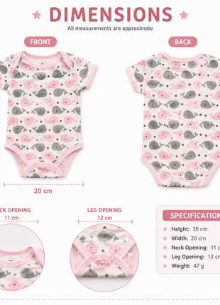 10 Piece Baby Gift Set 4 Cotton Short Sleeve Bodysuits 6 Cotton Towels with Mesh Storage Bag Pink 9 Months