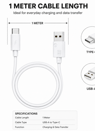 120W Fast Charging USB-A to USB-C Cable 1m TPE Charging Cable
