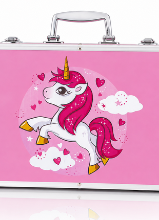 145-Piece Art Set – Unicorn Aluminum Case – Complete Drawing, Painting & Sketching Kit Pink