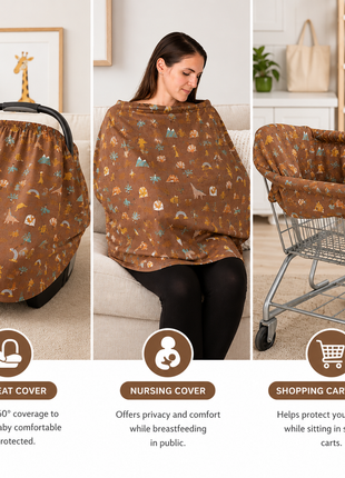 Multi-Use Stretch Baby Cover for Car Seat, Nursing, Stroller & High Chair