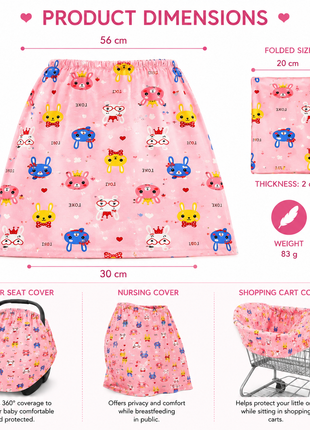 Multi-Use Stretch Baby Cover for Car Seat, Nursing, Stroller & High Chair