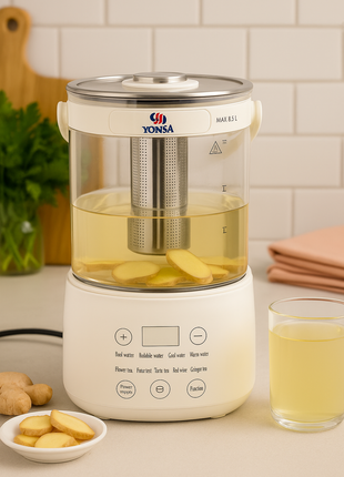 Electric Glass Tea Maker 3.5L with Stainless Steel Infuser and Digital Touch Panel