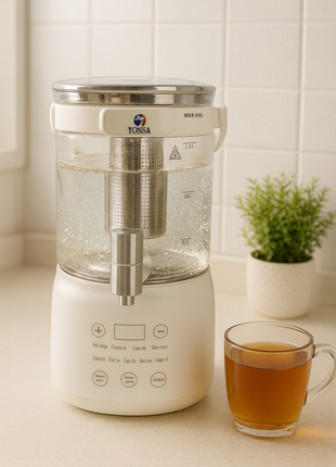 Electric Glass Tea Maker 3.5L with Stainless Steel Infuser and Digital Touch Panel