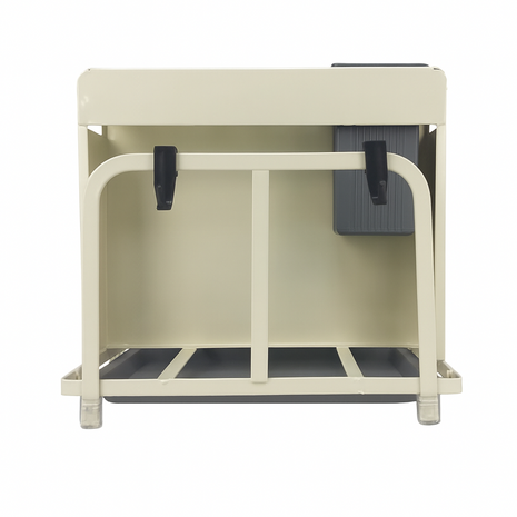 Dish Drying Rack Medium – Steel Frame with Knife Slot, Lid Holder, Hooks, Drip Tray – Countertop Organizer