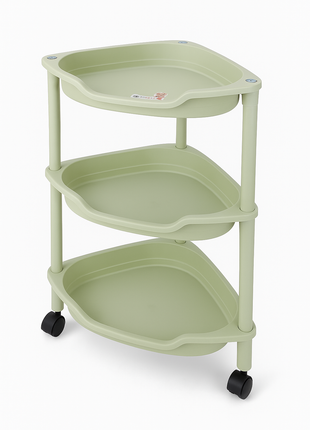 3 Tier Plastic Storage Rack with Wheels – ABS Corner Organizer Shelf with Removable Casters