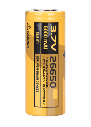 26650 5000mAh 3.7V Rechargeable Lithium-Ion Battery 18.5Wh High-Drain Yellow