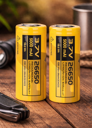 26650 5000mAh 3.7V Rechargeable Lithium-Ion Battery 18.5Wh High-Drain Yellow
