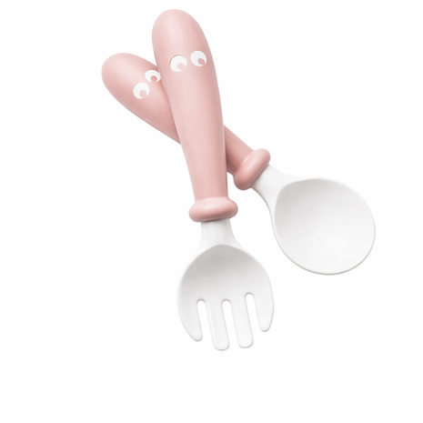 Baby Spoon and Fork Set – BPA-Free Plastic – Easy-Grip Self-Feeding Cutlery