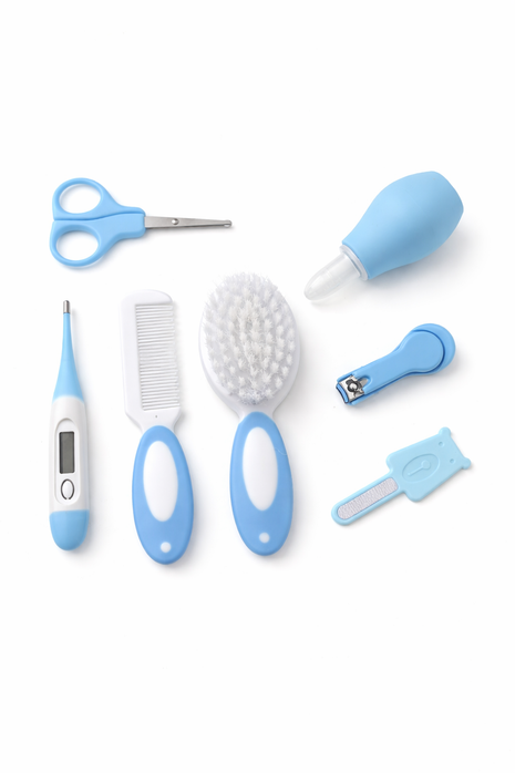 7-Piece Baby Grooming & Healthcare Kit – BPA-Free Essentials with Thermometer, Brush & Nail Tools – Pink or Blue