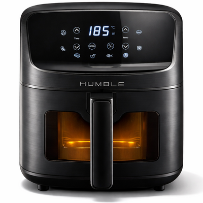 Humble 5.2L Air Fryer with Visible Window – Large Capacity, Black – Oil-Free Cooking with Adjustable Time & Temp, Easy to Clean, Family-Sized Electric Airfryer