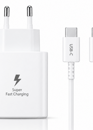 25W USB-C Fast Wall Charger with USB-C to USB-C Cable 95cm EU Plug Travel Power Adapter