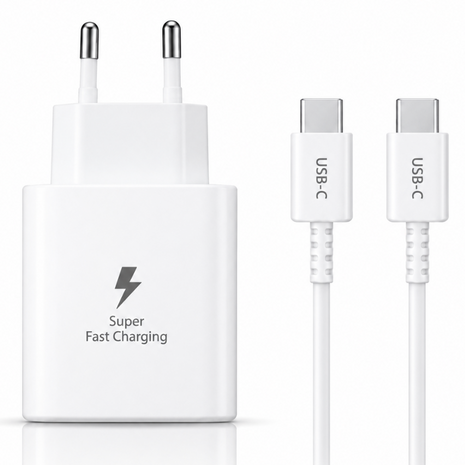 25W USB-C Fast Wall Charger with USB-C to USB-C Cable 95cm EU Plug Travel Power Adapter