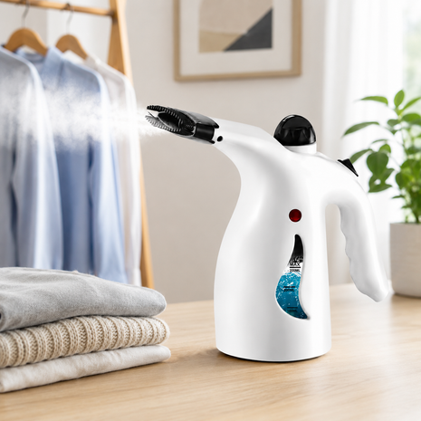 Handheld White Garment Steamer with 200mL Water Tank, Continuous Steam, Steam Flow, 1.8m Cord, ABS Plastic