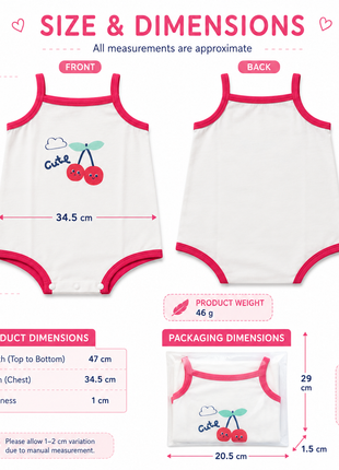Baby Girls 100% Cotton Sleeveless Bodysuit Size 90 (12–18 Months)