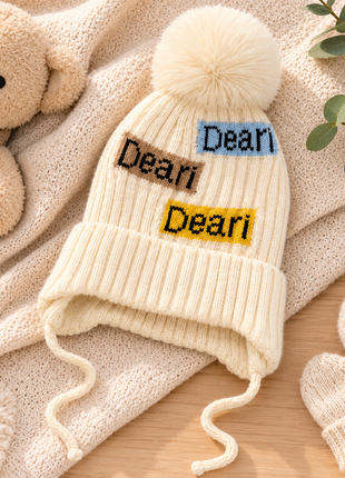 Kids Wool Winter Beanie with Fur Lining for Ages 3–10 Years