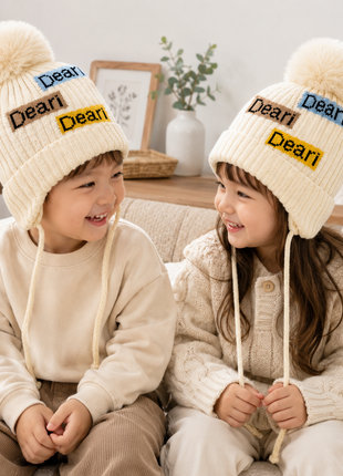 Kids Wool Winter Beanie with Fur Lining for Ages 3–10 Years