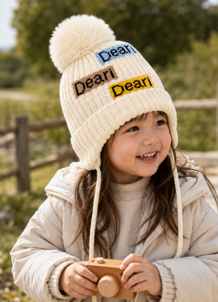 Kids Wool Winter Beanie with Fur Lining for Ages 3–10 Years