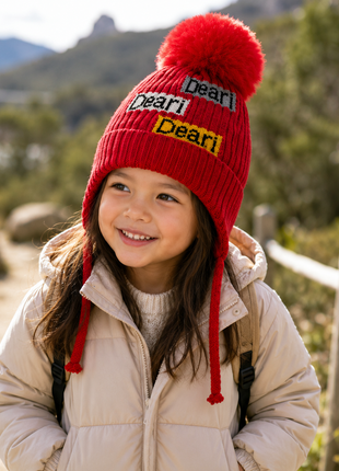 Kids Wool Winter Beanie with Fur Lining for Ages 3–10 Years