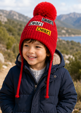 Kids Wool Winter Beanie with Fur Lining for Ages 3–10 Years