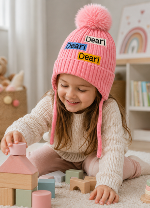 Kids Wool Winter Beanie with Fur Lining for Ages 3–10 Years