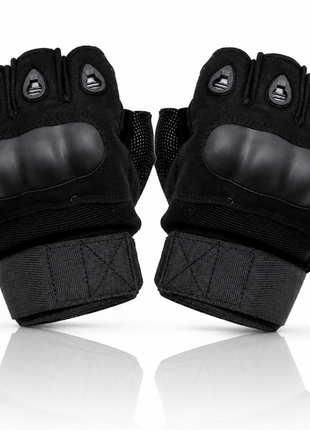 Half-Finger Hard Knuckle Outdoor Sports Gloves, Breathable Adjustable Tactical Riding Gloves