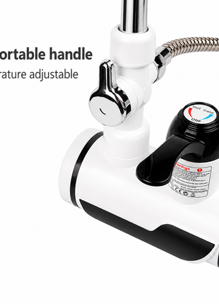 Instant Electric Water Heater Faucet with Hand Shower, Digital Temperature Display, 220V, Anti-Leak Protection