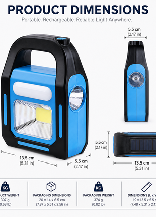 Rechargeable Solar LED Work Light with COB, 3W LED & Tube Light USB Emergency Lantern